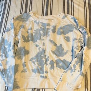 Zyia Light Blue & White Tie-Dye Crewneck Sweatshirt